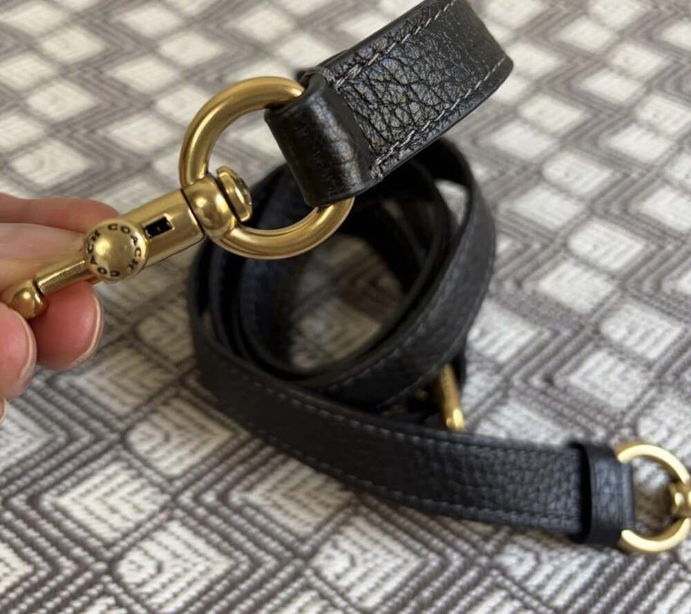 Coach Black Genuine Leather Crossbody replacement strap Gold tone hardware